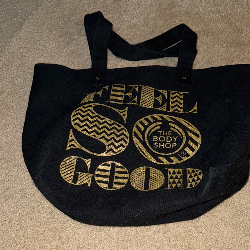 The Body Shop Black Tote with Gold Accents